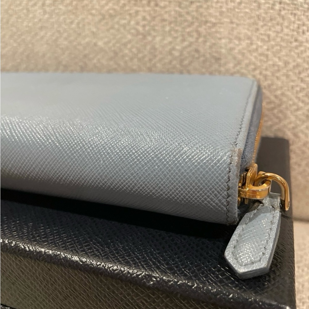 Prada bow Leather blue long wallet full zippy - Picture 4 of 12
